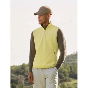 Macade Golf Therma Vest Men Medium Slim Lemon Quarter-Zip Pocket Sleeveless